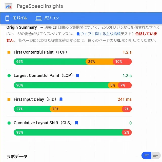 PageSpeed Insights 改善後1