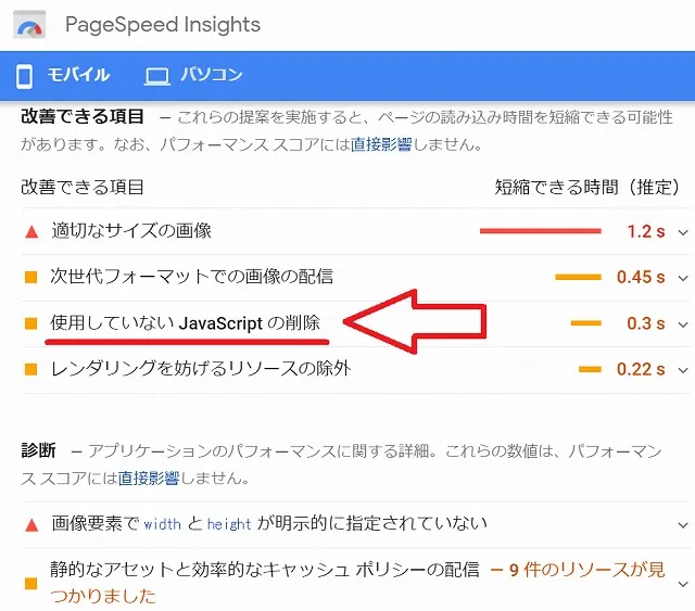 PageSpeed Insights 改善前2